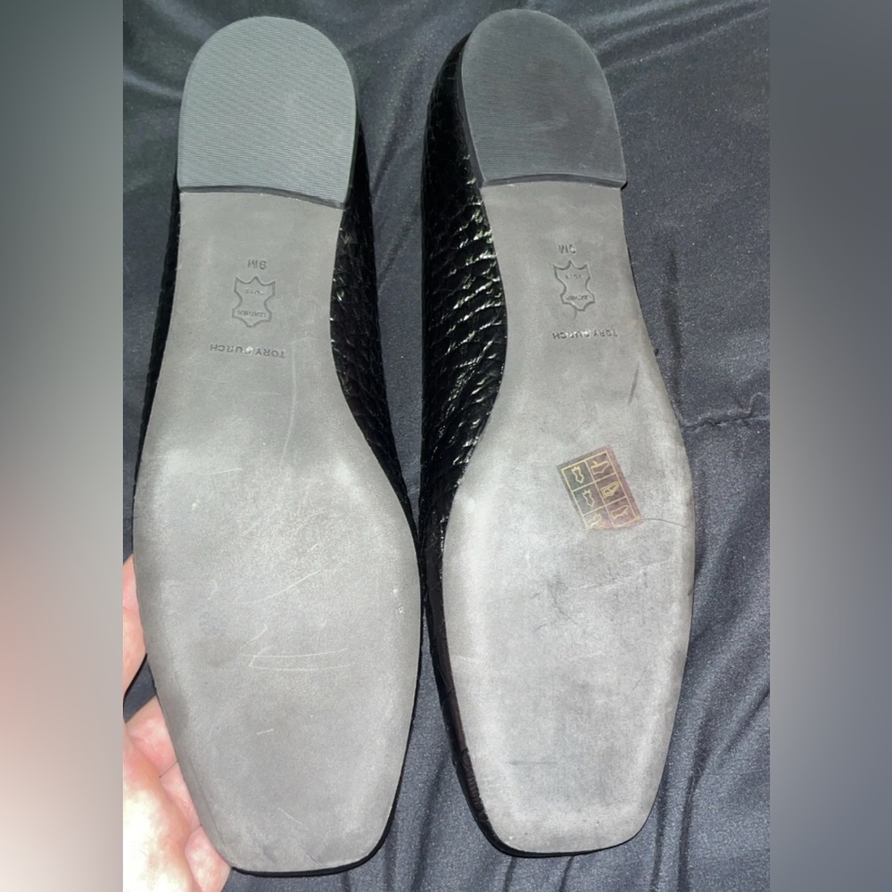 Tory Burch Black Embossed Loafers - Picture 3 of 3